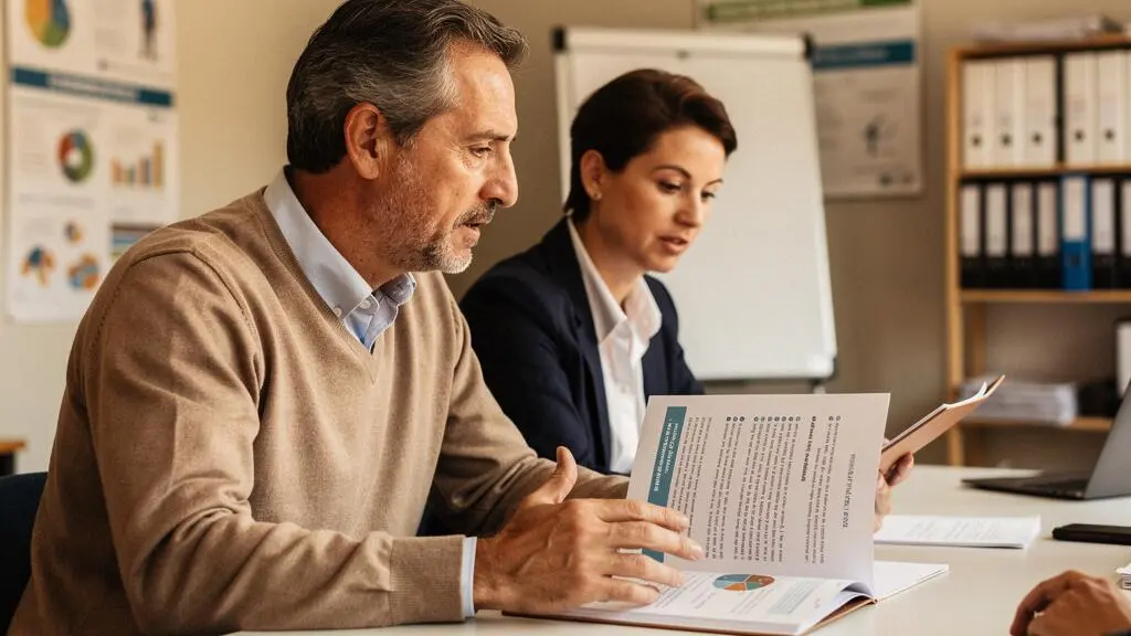 Formateur en échange pédagogique direct avec un apprenant autour d'un support de formation
